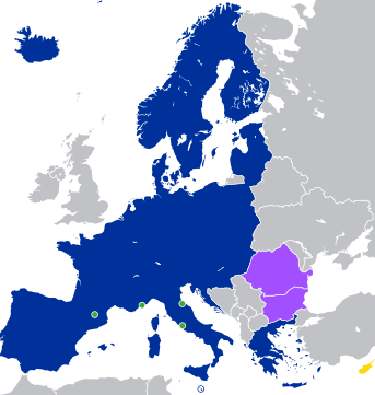 Map of Schengen countries
